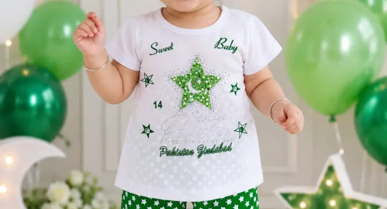 14 August Happy Independence Day 2 Pcs Girl’s Fancy Embroidered Shirt