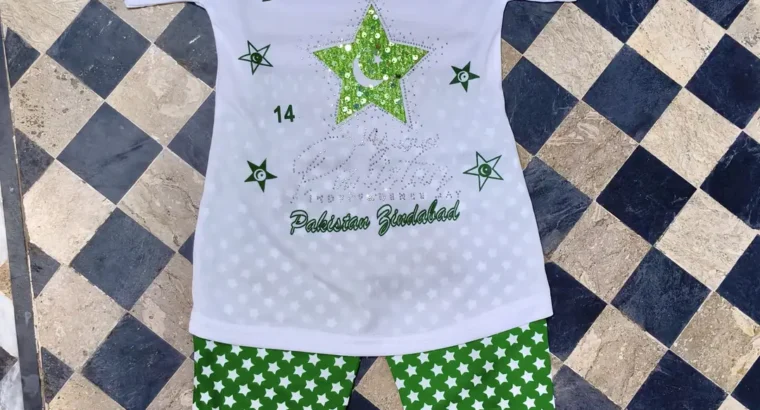 14 August Happy Independence Day 2 Pcs Girl’s Fancy Embroidered Shirt