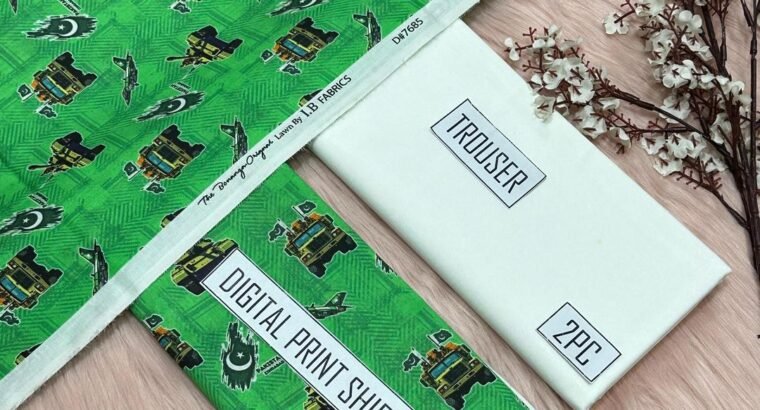 Women’s Green Military Print Lawn Suit for Independence Day