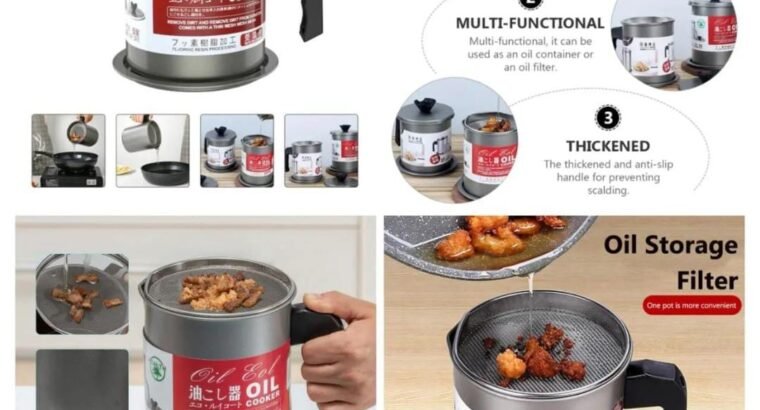 Oil Pot Stainer – Store and pour cooking oil with ease using this Stainless Steel Silver Oil Pot
