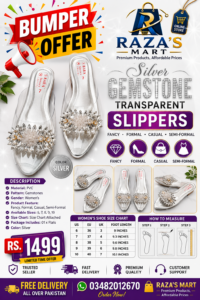 Silver Gemstone Transparent Slippers