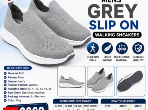 Mens Grey slip on walking sneakers