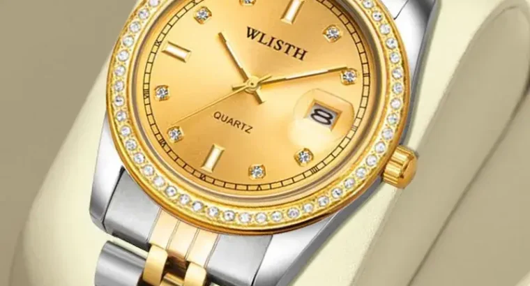 Men’s Gold Steel Band Quartz Watch with ...