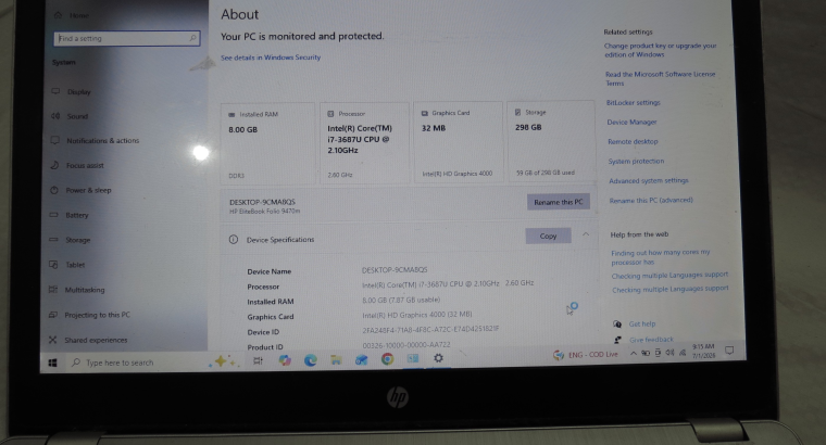 HP EliteBook Folio 9470m Core i7 Laptop For Sale