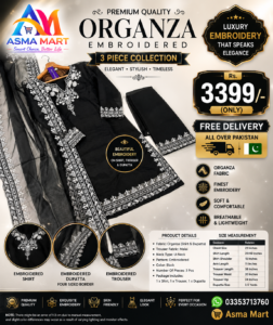 Black Embroidered 3 Piece Suit For Women