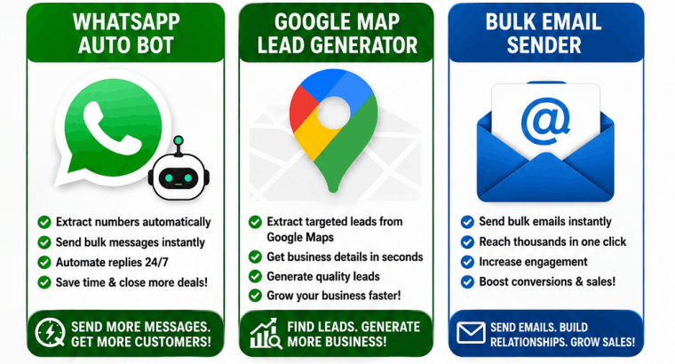 🔥 WhatsApp Bot + Google Map Leads + Bulk Em...