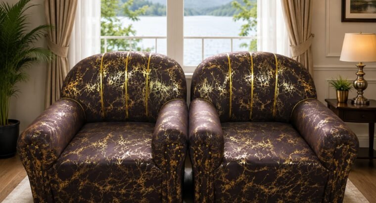 Seater Luxury Sofa Set | Brown and Gold Designer | Excellent Condition