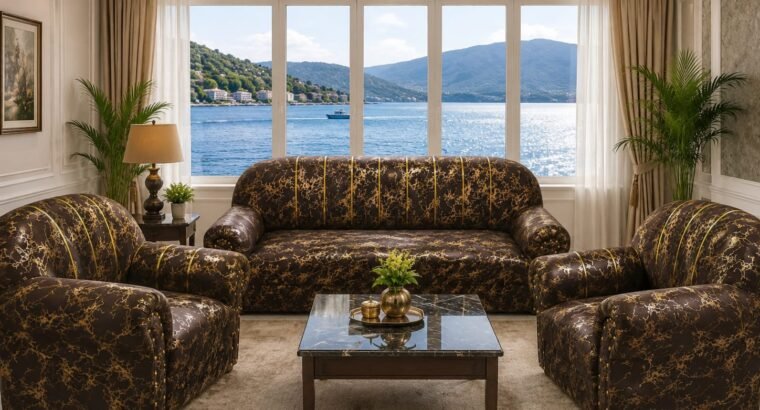 Seater Luxury Sofa Set | Brown and Gold Designer | Excellent Condition