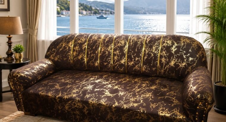 Seater Luxury Sofa Set | Brown and Gold Designer | Excellent Condition
