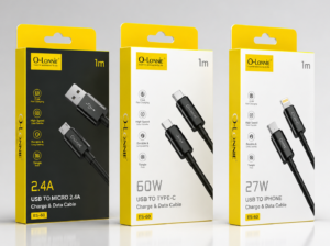 O-LONNIE 1M Fast Charging and Data Cables – Micro, Type-C and Lightning
