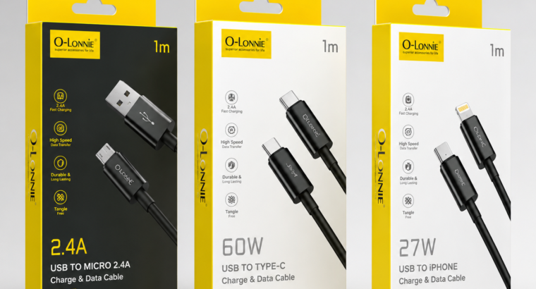 O-LONNIE 1M Fast Charging and Data Cable...