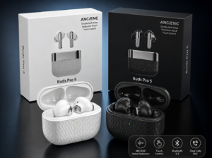 🎧 Buds Pro 5 ANC/ENC Wireless Bluetooth Earbuds – Premium Sound, Premium Style!