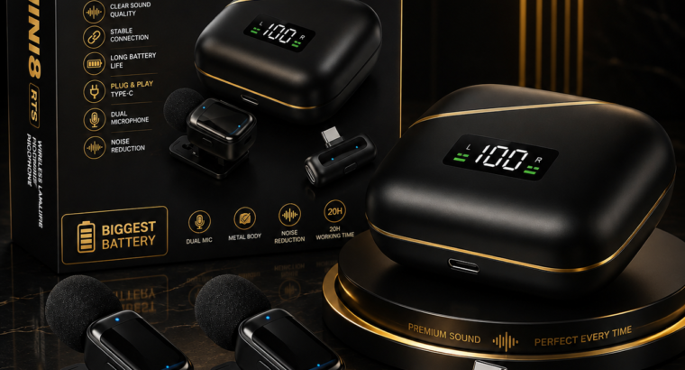 Mini8 Rts Lavalier Metal Condenser Lightweight Wireless Dual Microphone Biggest Battery