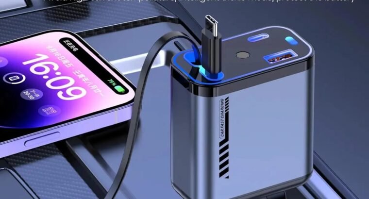 🚗 4 In 1 Fast Charging Car Charger | 180° Ad...