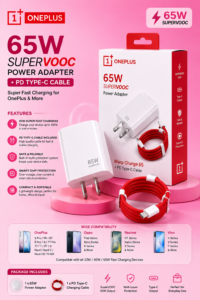 OnePlus Original Style 65W SuperVOOC / Warp Charger + PD Type-C Cable