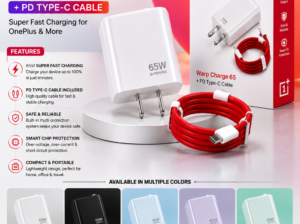 OnePlus Original Style 65W SuperVOOC / Warp Charger + PD Type-C Cable