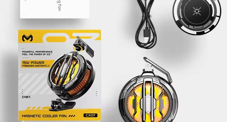 MEMO CX07 Magnetic Mobile Phone Cooler Fan | 15W Gaming Cooling Radiator | Magnetic + Back Clip | PUBG Gaming Cooler | Yellow