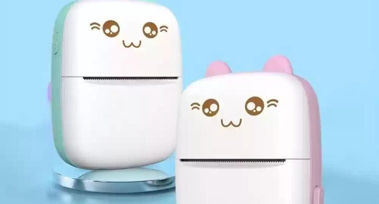 🖨️ Portable Mini Printer with Cat Design, Inkless Thermal, Bluetooth