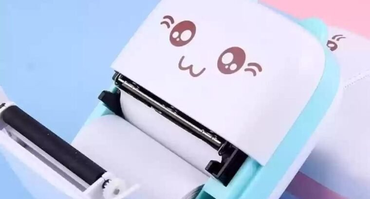 🖨️ Portable Mini Printer with Cat Design, Inkless Thermal, Bluetooth