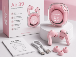 🎧 Air 39 Wireless Earbuds – Smart Transparent Design
