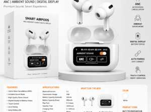 🎧 Premium Smart AirPods – ANC + Ambient Sound + Digital Display! 🔥