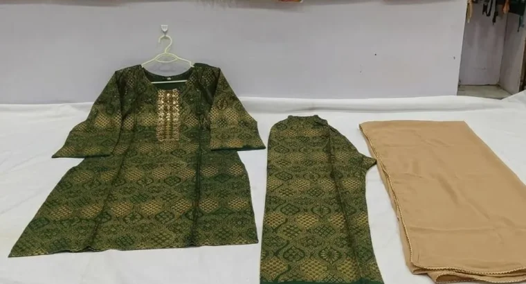 Green Arbic Lawn 3Pcs Block Printed set