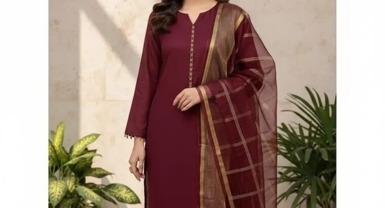 3 Pcs Women’s Unstitched Plain Suit