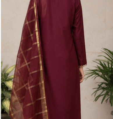 3 Pcs Women’s Unstitched Plain Suit