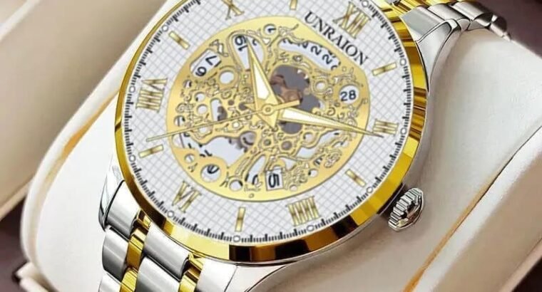 Unraion Skeleton Watch Stainless Steel G...