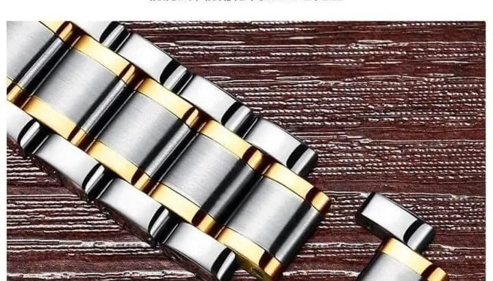 Unraion Skeleton Watch Stainless Steel Gold Accents