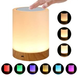 Rechargeable Wooden Night Light with Touch Clap and LED Dimmable