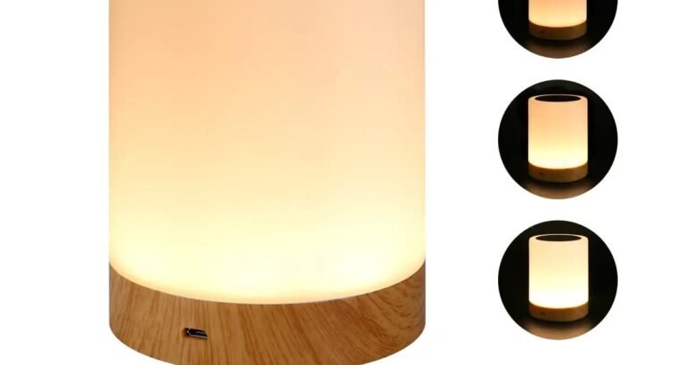 Rechargeable Wooden Night Light with Touch Clap and LED Dimmable