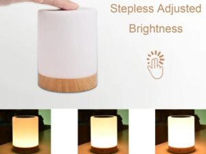 Rechargeable Wooden Night Light with Touch Clap and LED Dimmable