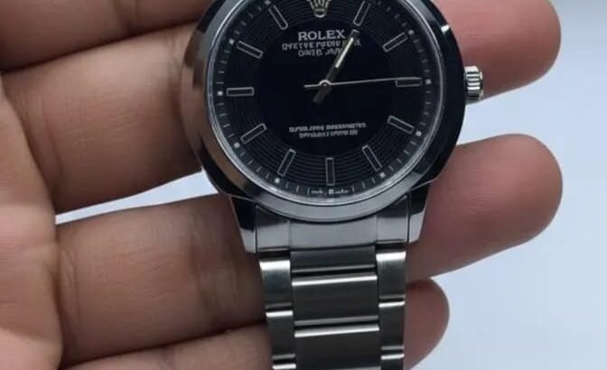 Men’s Stainless Steel Black Dial Quartz Watch 34mm