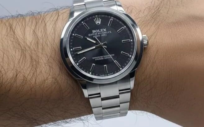Men’s Stainless Steel Black Dial Quartz Watch 34mm