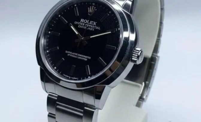 Men’s Stainless Steel Black Dial Quartz Watch 34mm
