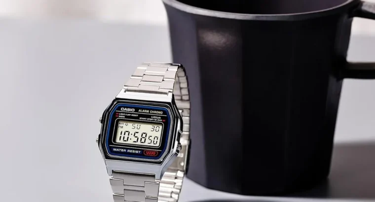 Stainless Steel Digital Watch for Men Silver Water Resistant