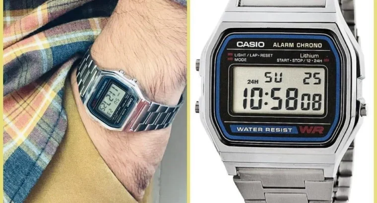 Stainless Steel Digital Watch for Men Silver Water Resistant