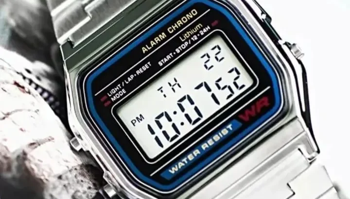 Stainless Steel Digital Watch for Men Silver Water Resistant