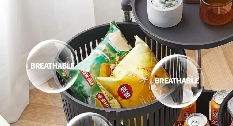 Black 3 Lier Rotating Fruit Basket with 4 Wheels