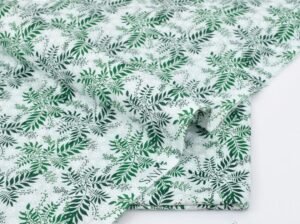 Green White Leaf Printed Lawn Fabric 2 Pc