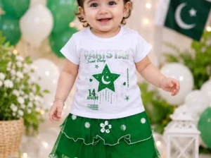 14th August Girl’s Fancy Embroidered Shirt and Skirt Set