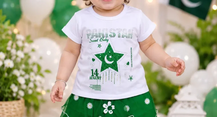 14th August Girl’s Fancy Embroidered Shirt and Skirt Set