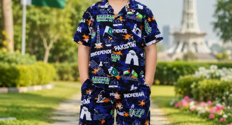 14 August 2 Pcs Dhanak Shirt and Shorts Set 3 to 8 Year Boy