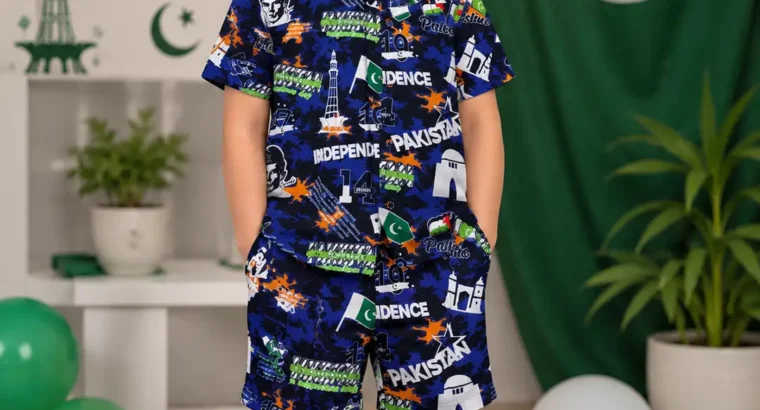 14 August 2 Pcs Dhanak Shirt and Shorts Set 3 to 8 Year Boy