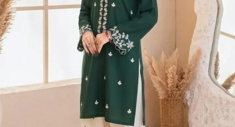 Green Embroidered Lawn Shirt and Cotton Trouser Set