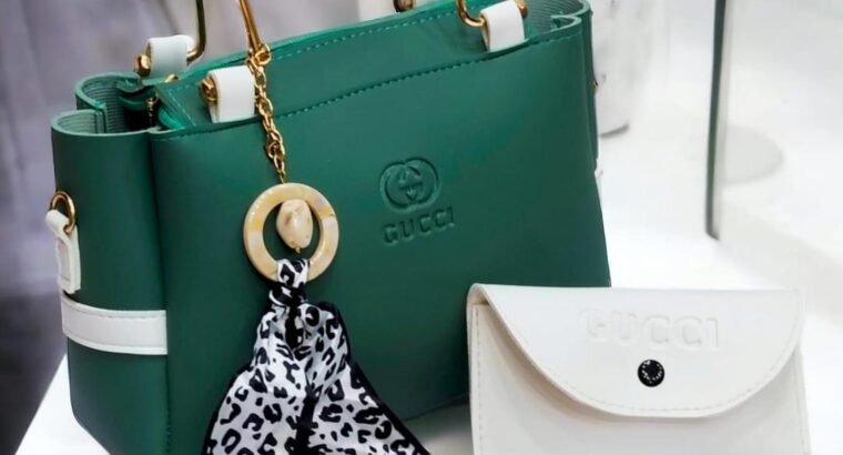 Green Hanďbags Set for Girls with Strap and Pouch