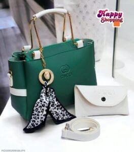 Green Hanďbags Set for Girls with Strap and Pouch