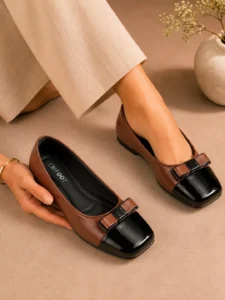 Stylish Square Toe Casual Pumps – 073 – Mustard