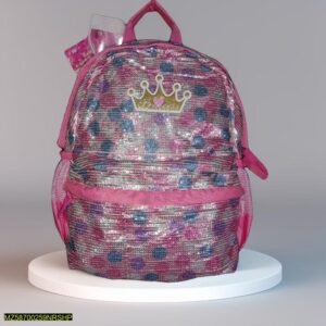 Kids Sequin Crown School Bag Pink Purple Silver